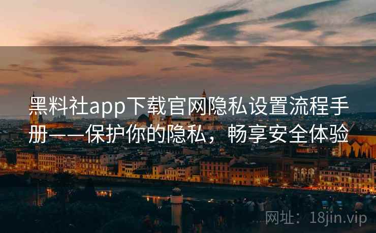 黑料社app下载官网隐私设置流程手册——保护你的隐私，畅享安全体验