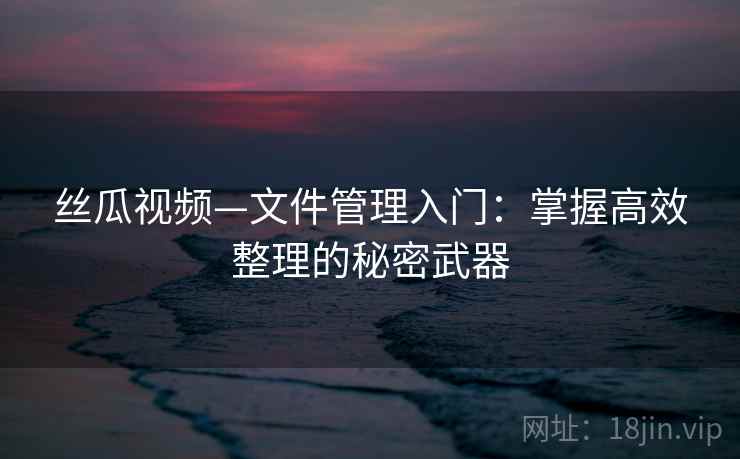 丝瓜视频—文件管理入门：掌握高效整理的秘密武器